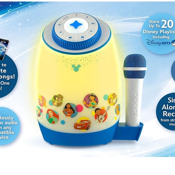 eDisney Karaoke Machine for Kids with Bluetooth Speaker and Wireless Microphone - Picture 3 of 12